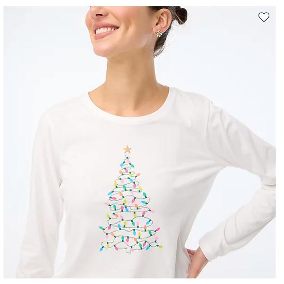 NWT J. Crew White W/Christmas Tree Lights Graphic Tee - Picture 4 of 10
